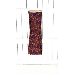 Vintage Diane Von Furstenberg striped floral silk fitted maxi skirt 8